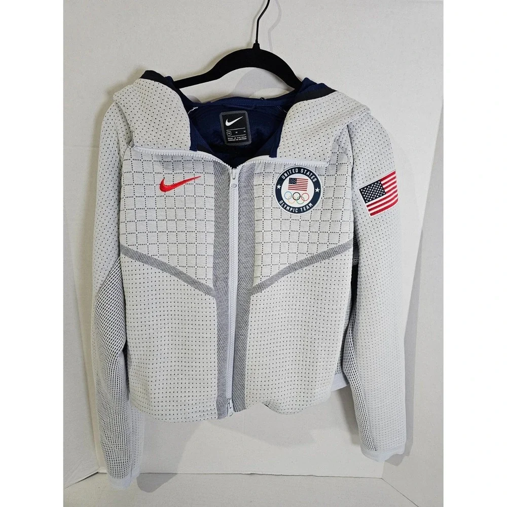 Nike Tech Fleece USA Olympic Team Grey Hoodie Womens Medium Full Zip CT2582-043